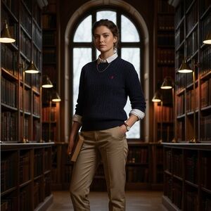 Polo Ralph Lauren Navy Blue Cable Knit Sweater - Merino Wool & Angora - M